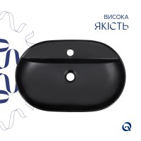 Раковина накладна Scorpio 600х400х120 мм, Matt Black, овальна, без донного клапана QT142203MBMBN Qtap QTAP фото 3