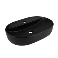 Раковина накладна Scorpio 600х400х120 мм, Matt Black, овальна, без донного клапана QT142203MBMBN Qtap QTAP