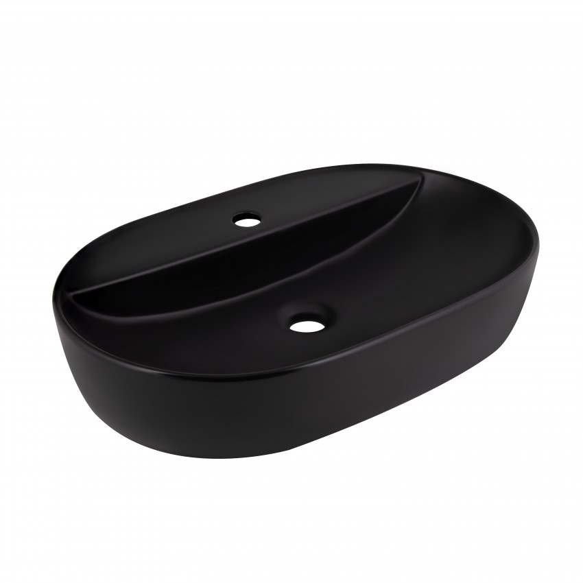Раковина накладна Scorpio 600х400х120 мм, Matt Black, овальна, без донного клапана QT142203MBMBN Qtap QTAP