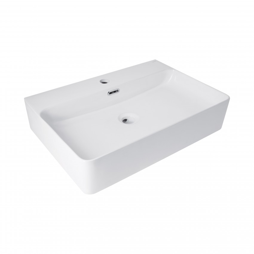 Раковина підвісна Nando LT 610х420х140 мм, White, прямокутна, без донного клапана QT12116146W Qtap QTAP