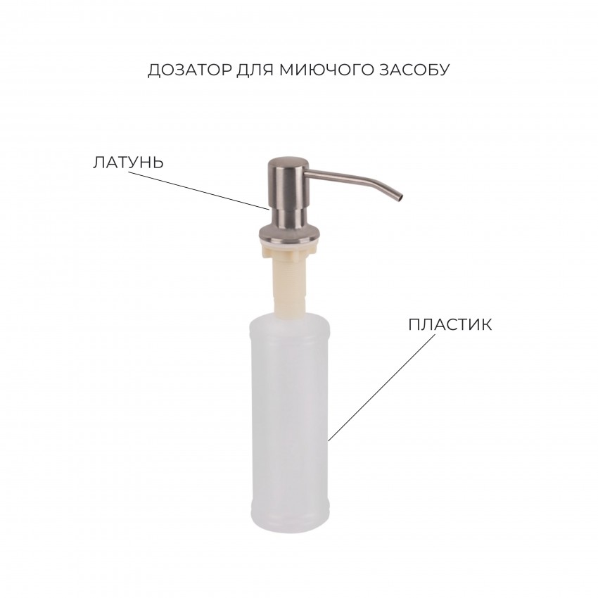 Комплект Lidz Handmade H7849L Мийка для кухні інтегрована крило зліва Brushed у комплекті з дозатором + Lidz K01G Корзина для кухонної мийки LIDZ фото 4