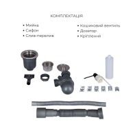 Комплект Lidz Handmade H6050B Мийка для кухні інтегрована BlackPVD у комплекті з дозатором + Lidz K01B Корзина для кухонної мийки LIDZ фото 4