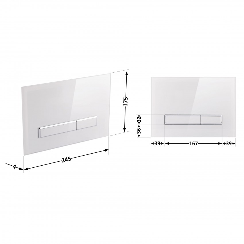 Клавіша змиву Nest 175х245х4 мм, Glass White, лінійна QT0111V1105GW Qtap QTAP фото 1