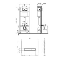 Комплект: Qtap Nest ST Інсталяція для унітазу 4 в 1 (Клавіша змиву 175х245х4 мм, Glass Black, лінійна) QTAP фото 1
