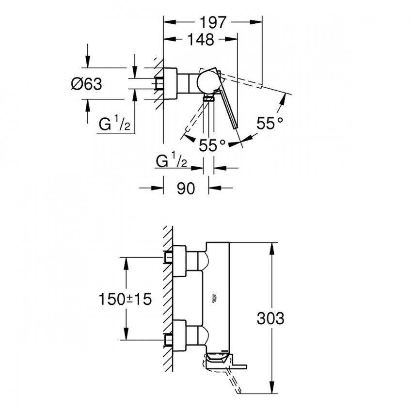 33577003 Plus Одноважільний змішувач для душу, хром (1 сорт) GROHE фото 1