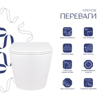 Унітаз підвісний Swan Rimless 520х360х320 мм, White, з сидінням Slim Duroplast/ Soft-close/ Quick Release QT16335178W Qtap QTAP фото 2