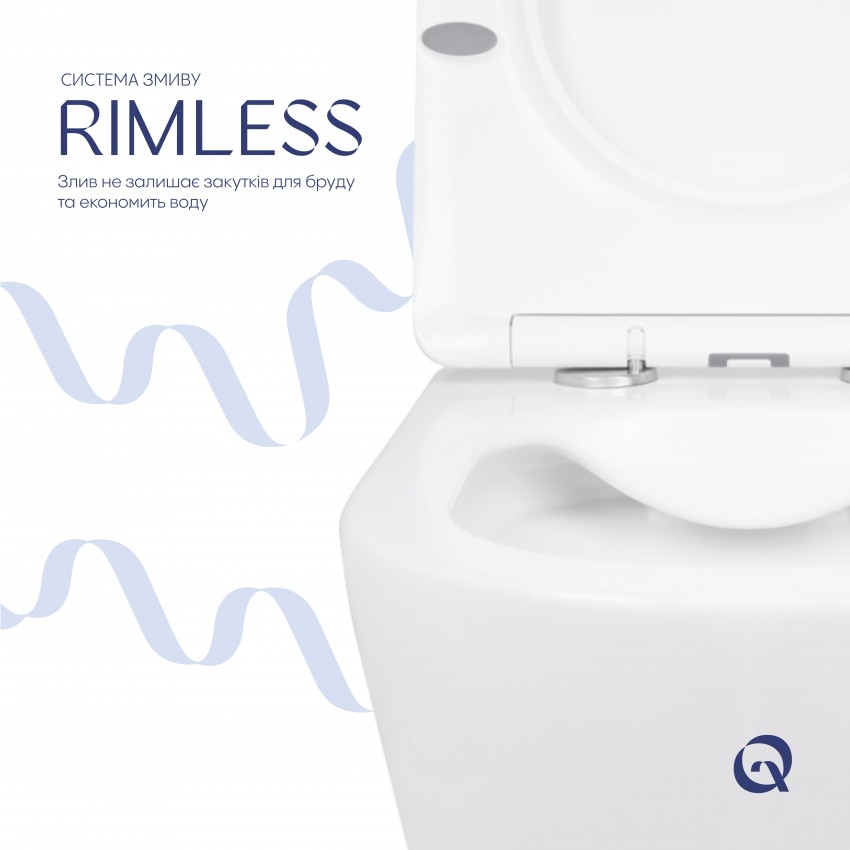 Унітаз підвісний Swan Rimless 520х360х320 мм, White, з сидінням Slim Duroplast/ Soft-close/ Quick Release QT16335178W Qtap QTAP фото 4