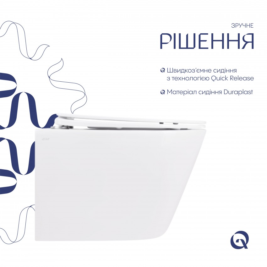 Унітаз підвісний Swan Rimless 520х360х320 мм, White, з сидінням Slim Duroplast/ Soft-close/ Quick Release QT16335178W Qtap QTAP фото 3