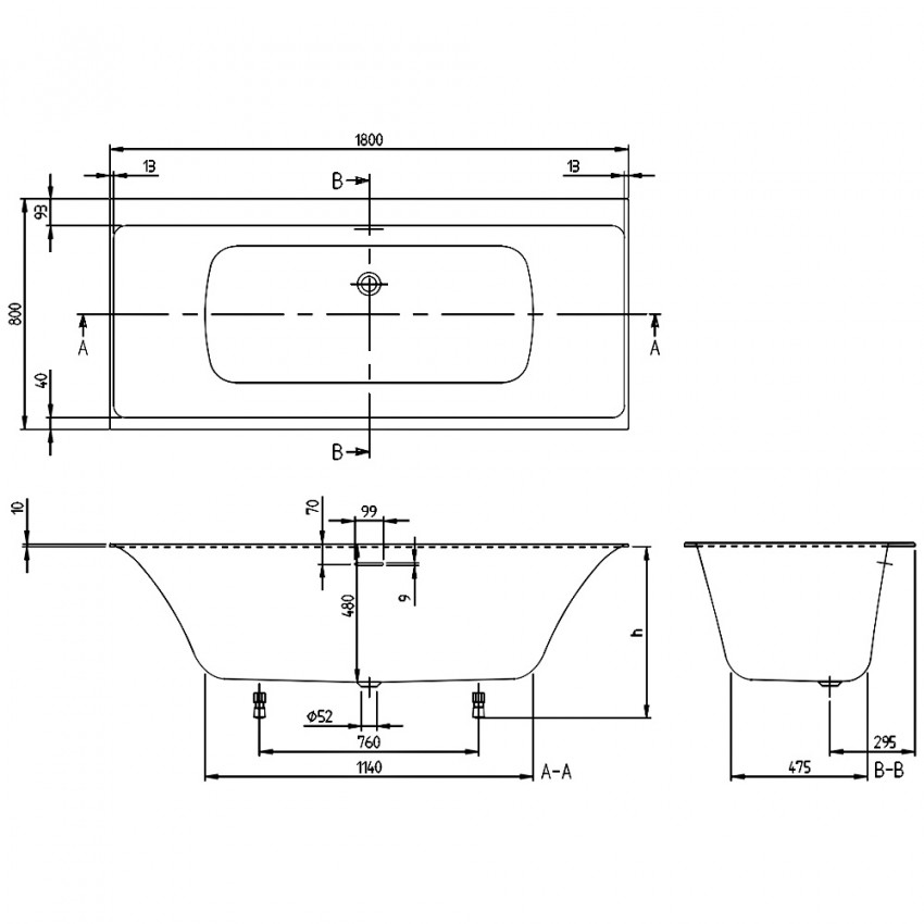 UBQ180SBW2DV-RW Subway 3.0  Ванна 1800х800, білий матовий (1 сорт) VILLEROY  BOCH фото 1
