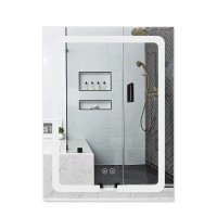 Дзеркало настінне Kubis (KU1) 600х800 мм, прямокутне, з LED-підсвічуванням Touch, антизапотіванням, димером, рег. яскравості Lidz LIDZ