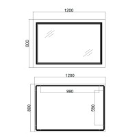 Дзеркало настінне Cardinal (CA1) 1200х800 мм, прямокутне, з LED-підсвічуванням Touch, антизапотіванням, диммером, рег. темп. кольору (3000-6500K) Qtap QTAP фото 1