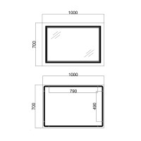 Дзеркало настінне Cardinal (CA1) 1000х700 мм, прямокутне, з LED-підсвіткою Touch, антизапотіванням, димером, рег. темп. кольору (3000-6500K) Qtap QTAP фото 1