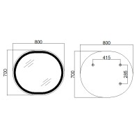 Дзеркало настінне Gemini (GE1) 800х700 мм, овальне, з LED-підсвіткою Touch, антизапотіванням, димером, рег. темп. кольору (3000-6500K), Reverse Qtap QTAP фото 1