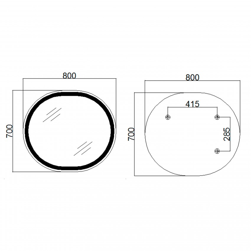 Дзеркало настінне Gemini (GE1) 800х700 мм, овальне, з LED-підсвіткою Touch, антизапотіванням, димером, рег. темп. кольору (3000-6500K), Reverse Qtap QTAP фото 1