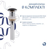 Комплект Qtap Scorpio: Раковина накладна 600x400x120 мм, Matt Black, овальна + Донний клапан Pop-up PU03 QTAP фото 4