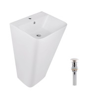 Комплект Qtap Tern: Раковина-моноблок підлогова 440x380x830 мм, White + Донний клапан Pop-up PU02O QTAP