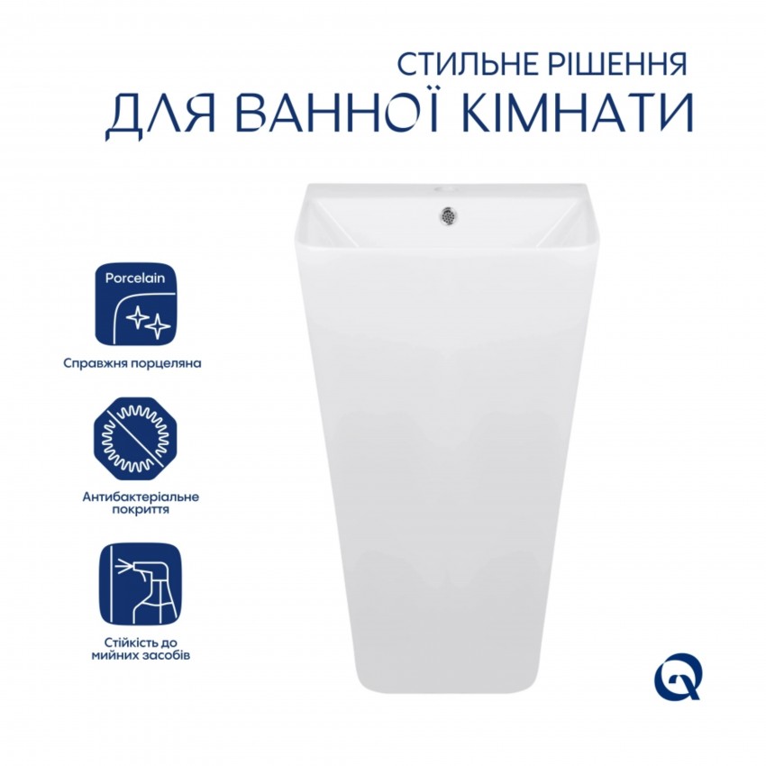 Комплект Qtap Tern: Раковина-моноблок підлогова 440x380x830 мм, White + Донний клапан Pop-up PU02O QTAP фото 2