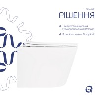 Унітаз підвісний Scorpio Ultra Quiet 520x365x365 мм, White, з сидінням Slim Duroplast/ Soft-close/ Quick Release QT14332380AW Qtap QTAP фото 4