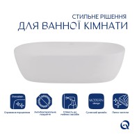 Комплект Qtap Aquarius: Раковина накладна прамокутна 470x380x120 мм White + Донний клапан PU02 QTAP фото 2
