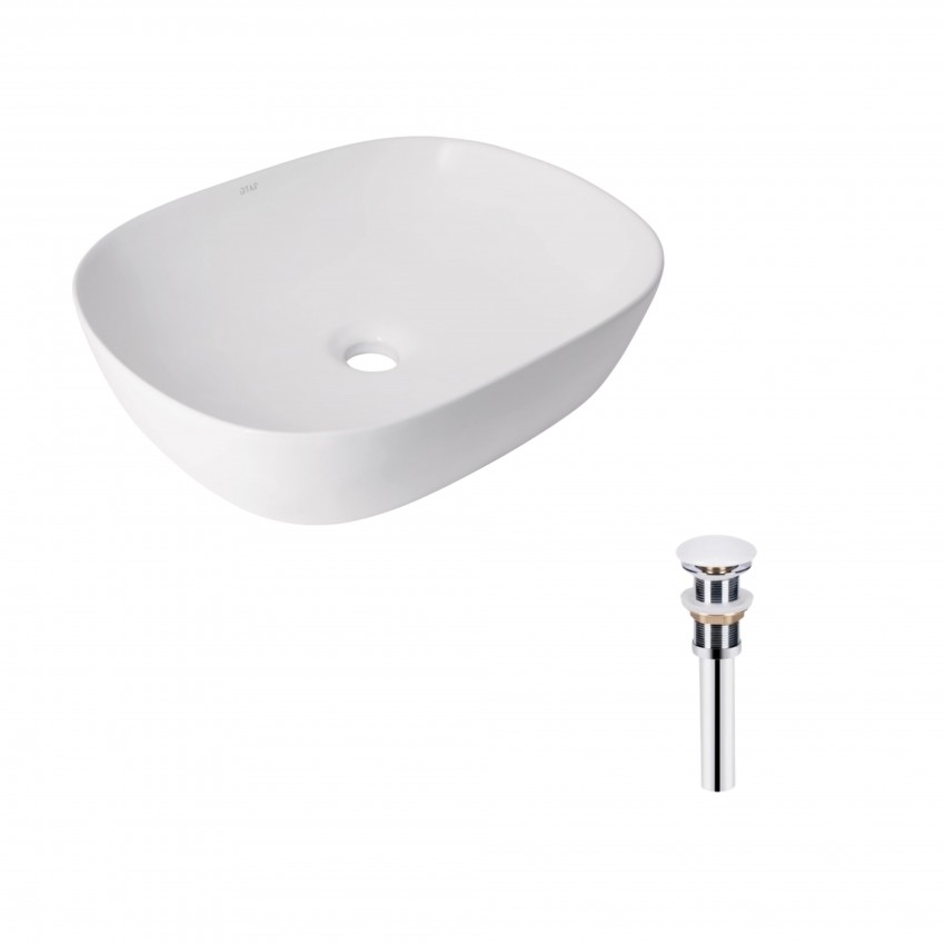 Комплект Qtap Aquarius: Раковина накладна прамокутна 470x380x120 мм White + Донний клапан PU02 QTAP