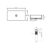 Комплект Qtap Tern: Раковина накладна прамокутна 600x400x110 мм WHITE + Донний клапан PU02 QTAP фото 1