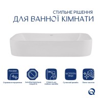 Комплект Qtap Scorpio: Раковина накладна 550x390x120 мм, White, прямокутна + Донний клапан Pop-up PU02 QTAP фото 2