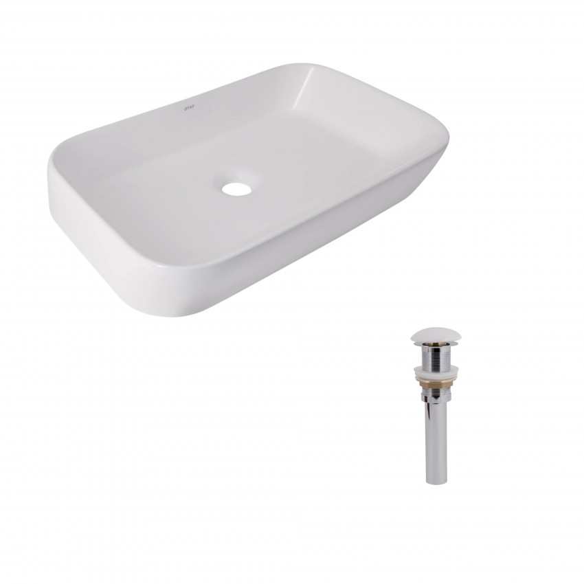 Комплект Qtap Scorpio: Раковина накладна 550x390x120 мм, White, прямокутна + Донний клапан Pop-up PU02 QTAP