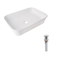 Комплект Qtap Virgo N: Раковина накладна 560x380x130 мм, White, прямокутна + Донний клапан Pop-up PU02 QTAP
