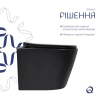 Унітаз підвісний Scorpio Ultra Quiet 520x365x365 мм, Matt Black, з сидінням Slim Duroplast/ Soft-close/ Quick Release QT14332380AMB Qtap QTAP фото 3
