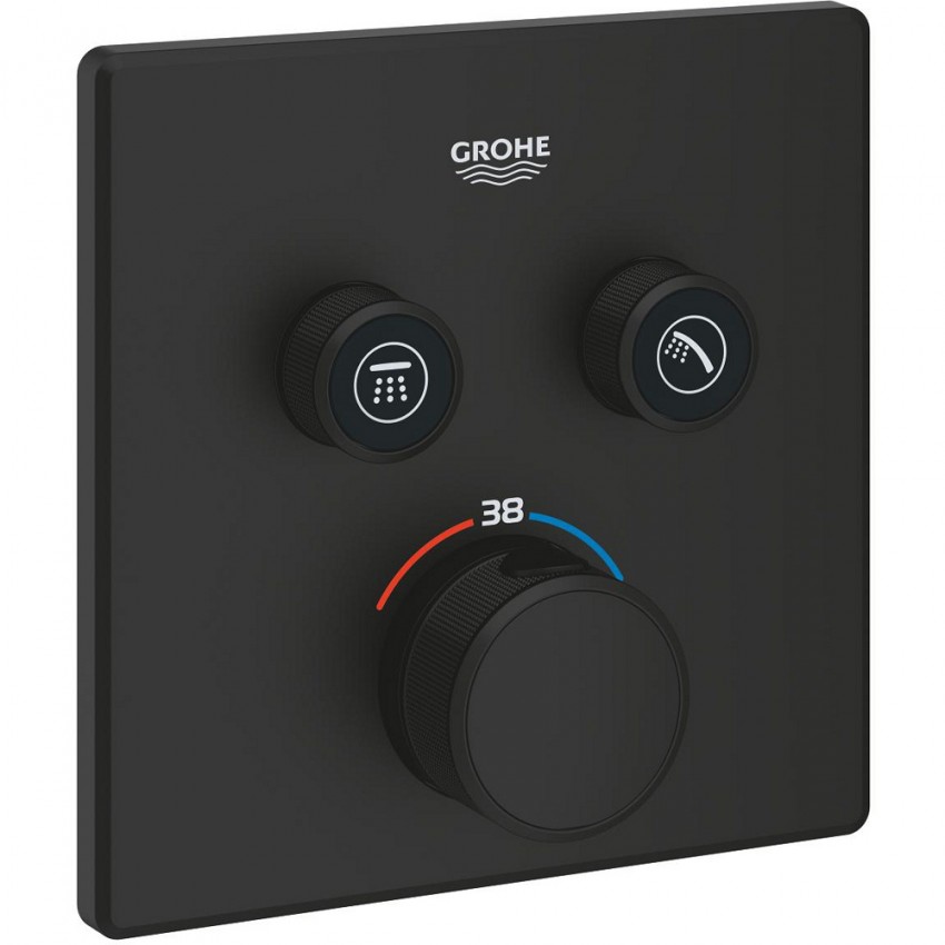 102166KF00 Grohtherm SmartControl Зовнішня частина термостату прихованого монтажу, 2 споживачі, чорний матовий (1 сорт) GROHE