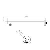 Кронштейн для верхнього душу Trubice, 400 мм, Matt Black округлий QTTRU120BLM45927 Qtap QTAP фото 1
