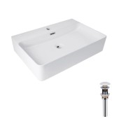 Комплект Qtap Nando LT: Раковина підвісна прамокутна 610х420х140 мм White + Донний клапан PU02O QTAP