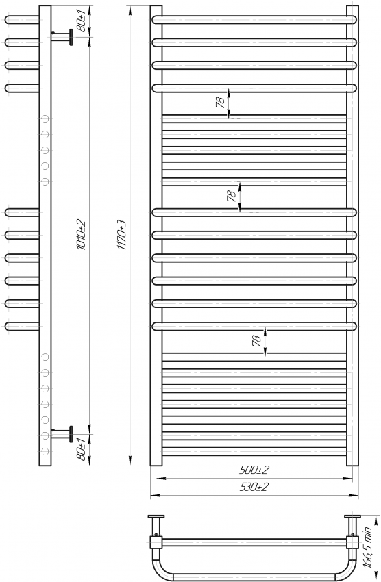 Водяна рушникосушарка INOX Гера-Люкс 1170х530/500 MARIO фото 2