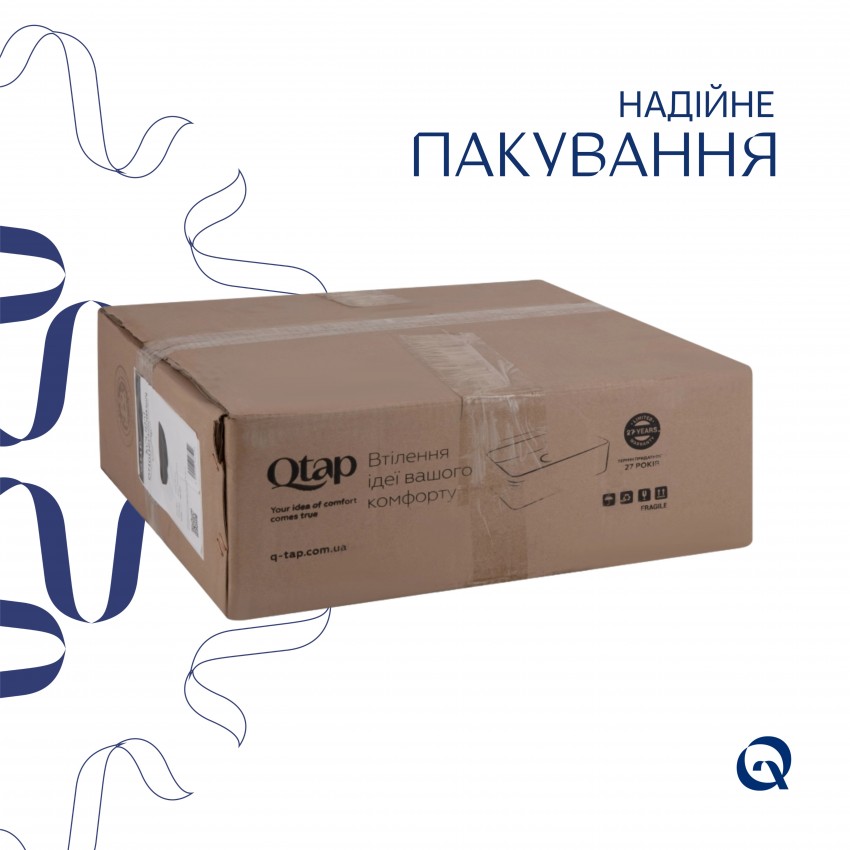 Раковина накладна Kolibri 400x400x140 мм, Matt Black, квадратна, без донного клапана QT10112144MBMBN Qtap QTAP фото 4