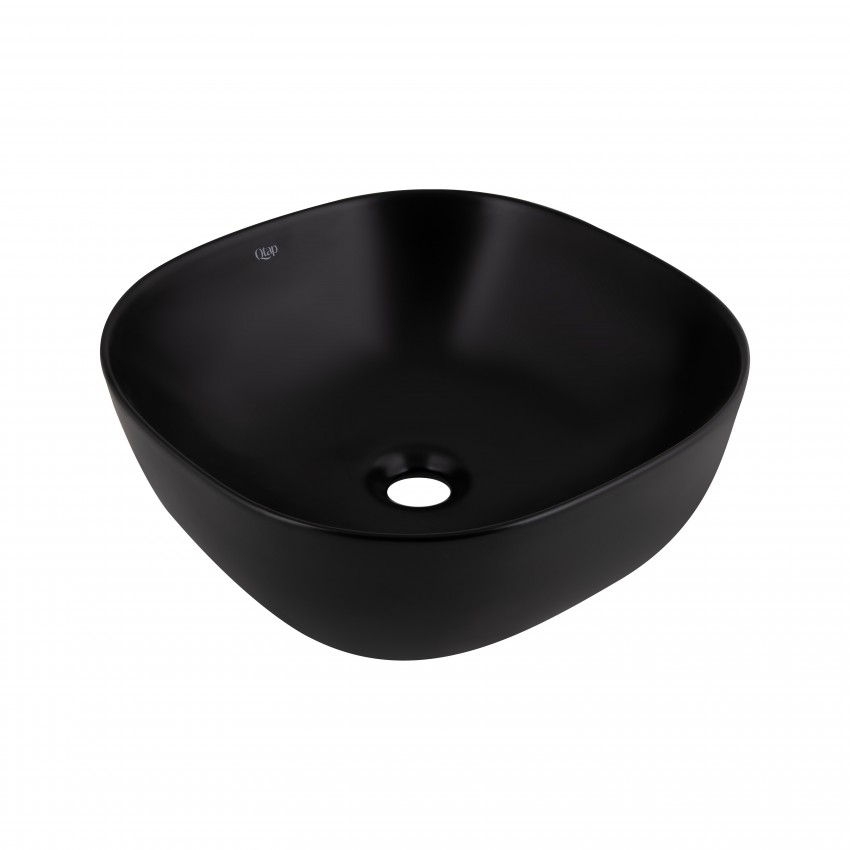 Раковина накладна Kolibri 400x400x140 мм, Matt Black, квадратна, без донного клапана QT10112144MBMBN Qtap QTAP