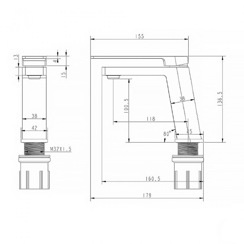150W1245B LINEA Змішувач д/раковини, чорний матовий (1 сорт) DEVIT фото 1