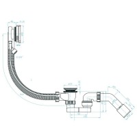 DVNS141 Сифон для ванни 40, автомат, з наповненням через перелив, коліно 40/50, хром (1 сорт) DEVIT фото 1