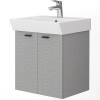 484050G Flow Тумба 50 з умивальником та ручками, сірий матовий (1 сорт) DEVIT фото 1