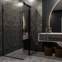 SE2340B ART 3.0 Кабіна душова, прямокутна, розсувна,1200*800 мм, без піддона, скло прозоре, чорна матова (1 сорт) DEVIT фото 2