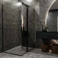 SE2340B ART 3.0 Кабіна душова, прямокутна, розсувна,1200*800 мм, без піддона, скло прозоре, чорна матова (1 сорт) DEVIT фото 4