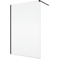 STR4PA61000607  WALK-IN EASY Душова фіксована перегородка 1000*2000, скло 6 мм,  прозоре, профіль чорний мат (1 сорт) Ronal