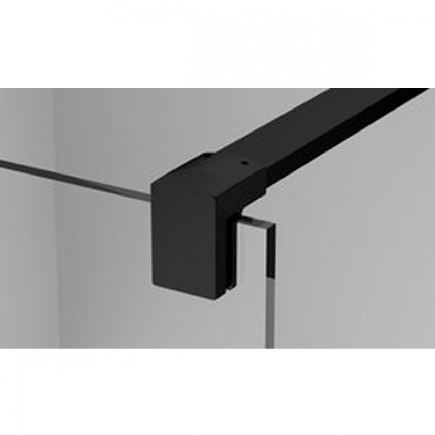 STR4PA61000607  WALK-IN EASY Душова фіксована перегородка 1000*2000, скло 6 мм,  прозоре, профіль чорний мат (1 сорт) Ronal фото 3
