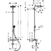 28871000 HG Activera S Душова система Showerpipe 240 1jet EcoSmart з термостатом на ванну Ecostat Fine, хром (1 сорт) HANSGROHE фото 2