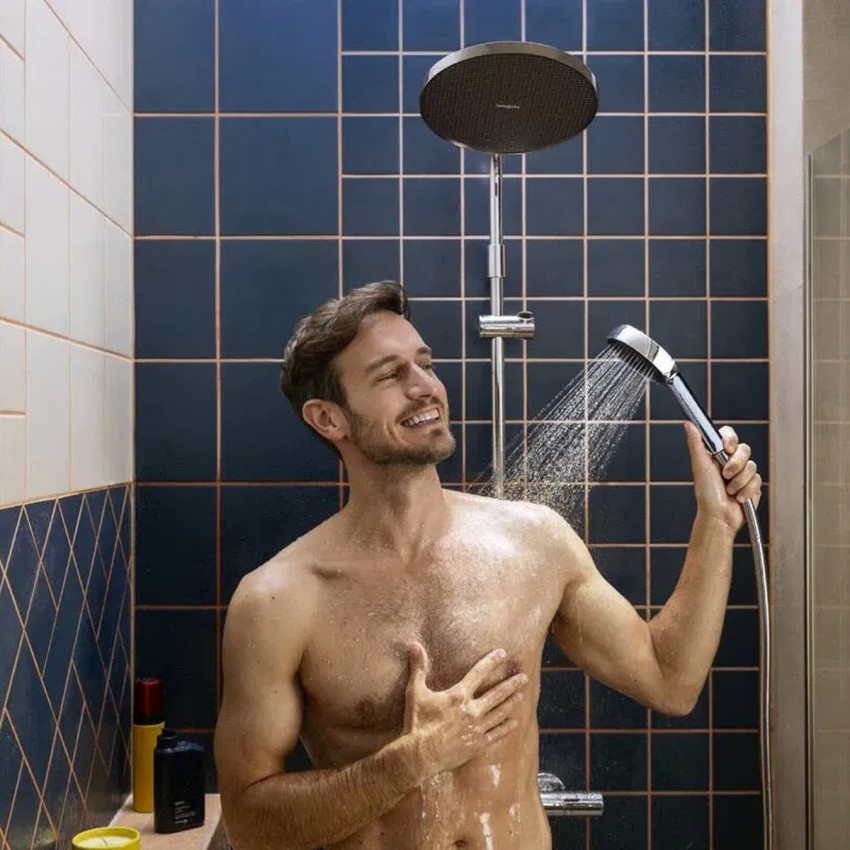 28871000 HG Activera S Душова система Showerpipe 240 1jet EcoSmart з термостатом на ванну Ecostat Fine, хром (1 сорт) HANSGROHE фото 4