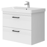 454080W Urbanis Тумба 80 см з раковиною та чорними ручками, біла (1 сорт) DEVIT фото 1