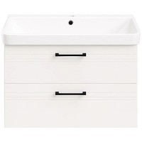 454080W Urbanis Тумба 80 см з раковиною та чорними ручками, біла (1 сорт) DEVIT фото 4