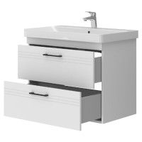 454080W Urbanis Тумба 80 см з раковиною та чорними ручками, біла (1 сорт) DEVIT фото 2