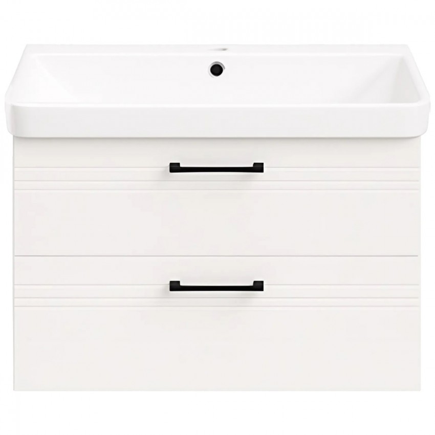 454080W Urbanis Тумба 80 см з раковиною та чорними ручками, біла (1 сорт) DEVIT фото 4
