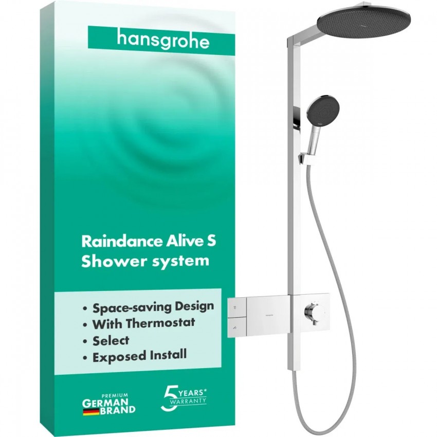 24582000 HG Raindance Alive S Душова система 300 1jet з ShowerSelect Comfort, хром (1 сорт) HANSGROHE фото 1