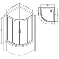 W90UG-401A090BT Душ. кабіна Gem Deep 1/4 Round 90x90 скло прозоре, профіль чорний мат, без піддону (1 сорт) AM.PM фото 1
